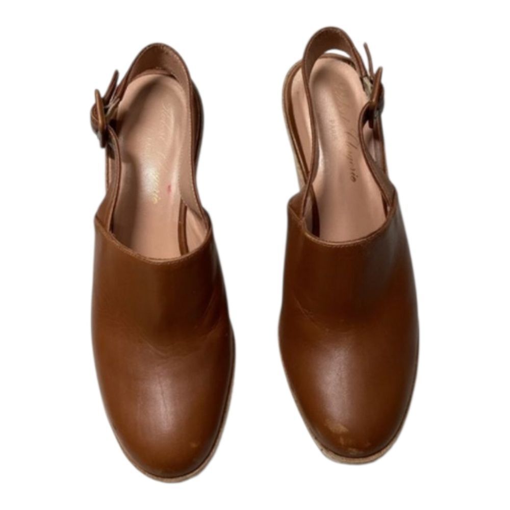 Robert Clergerie French' Brown ‎ Leather Ankle Strap Cognac Leather Heels EU 37